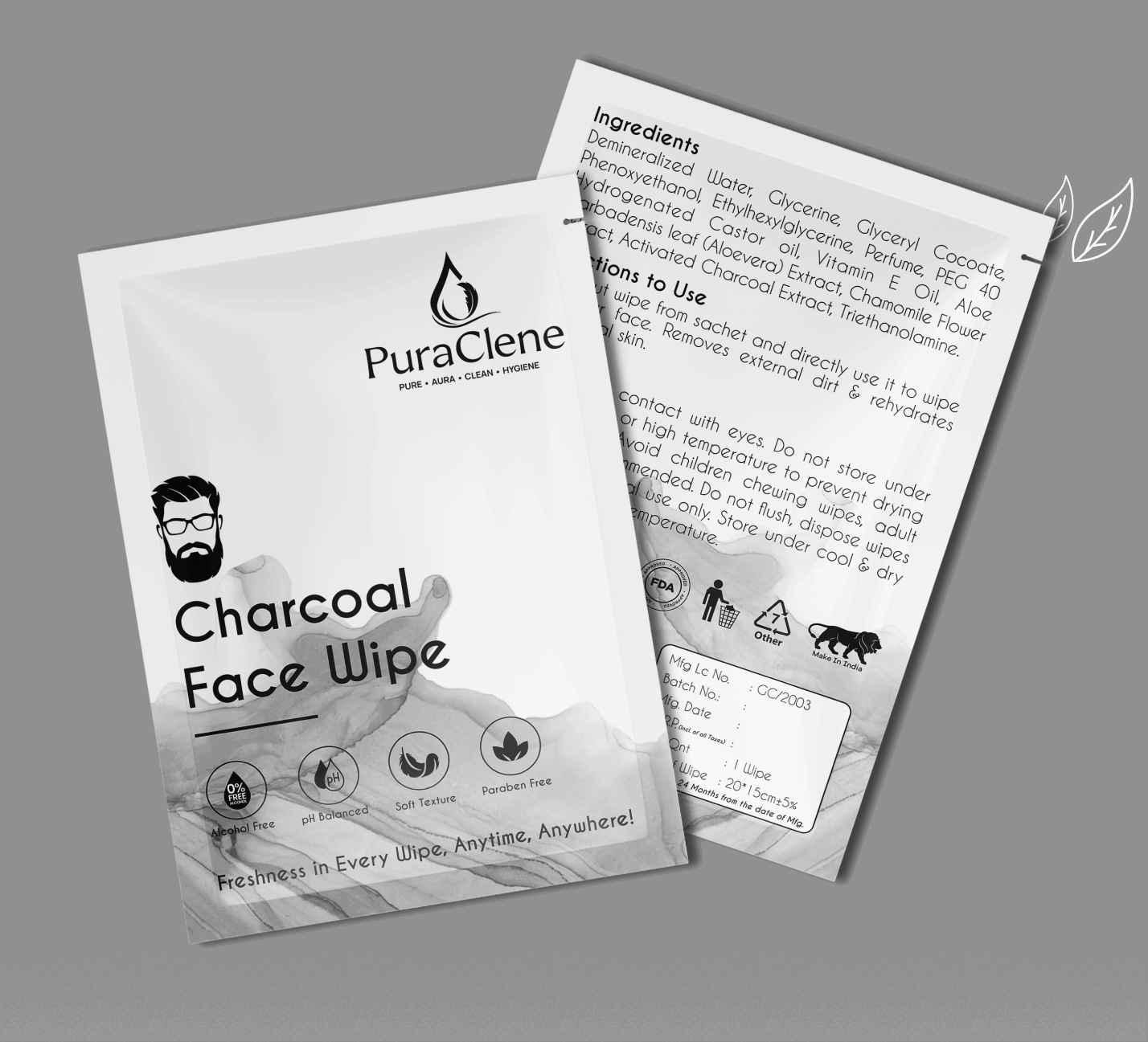 Charcoal Face Wipe (50 Pcs)